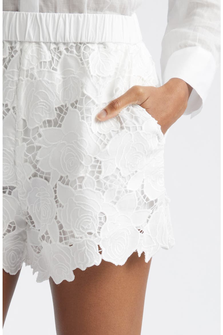 Laina Floral Lace Cotton Shorts, Alternate, color, IVORY