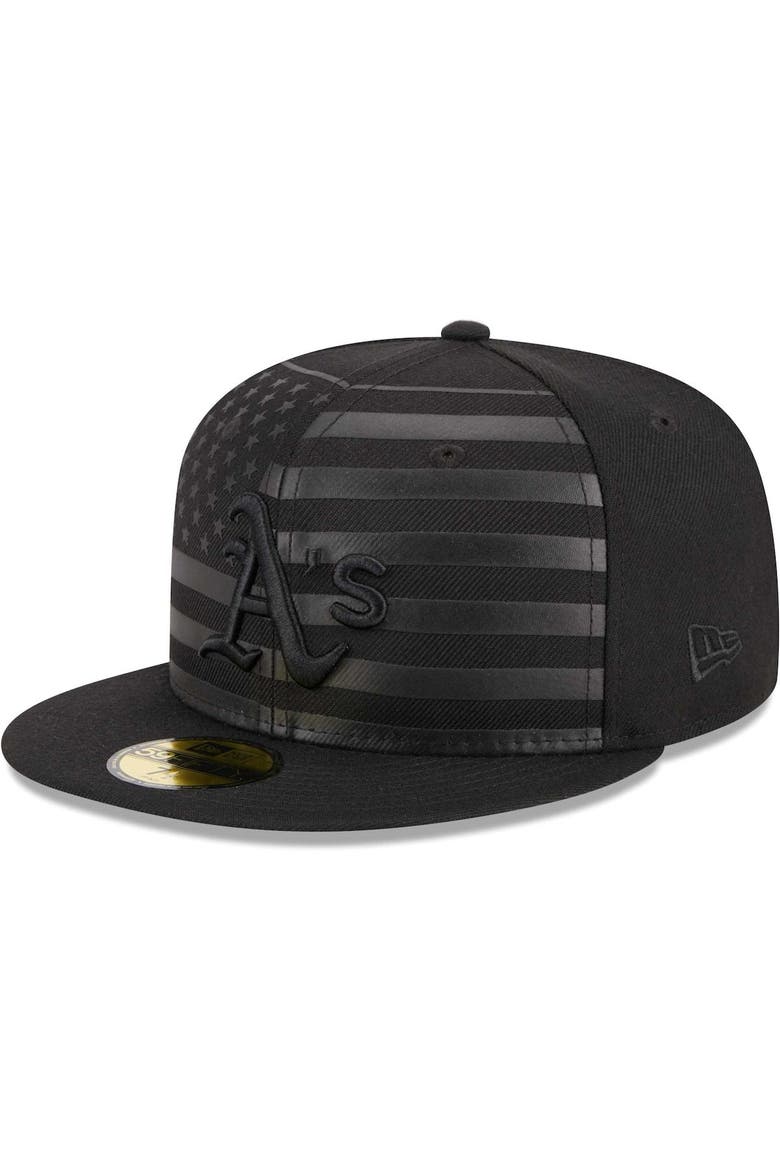 Men's New Era  Black Oakland Athletics Tonal Flag 59FIFTY Fitted Hat, Alternate, color, Black