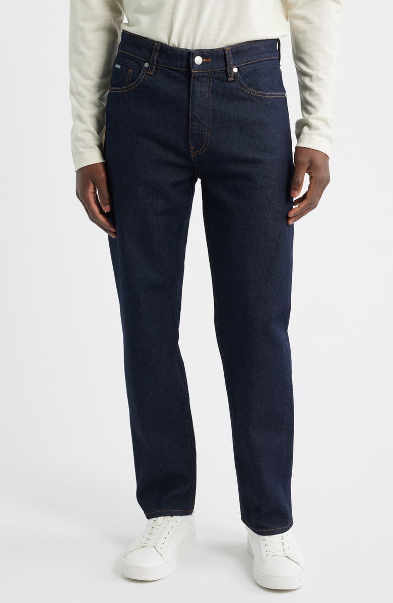 BOSS Ogden Straight Leg Jeans, Main, color, Navy