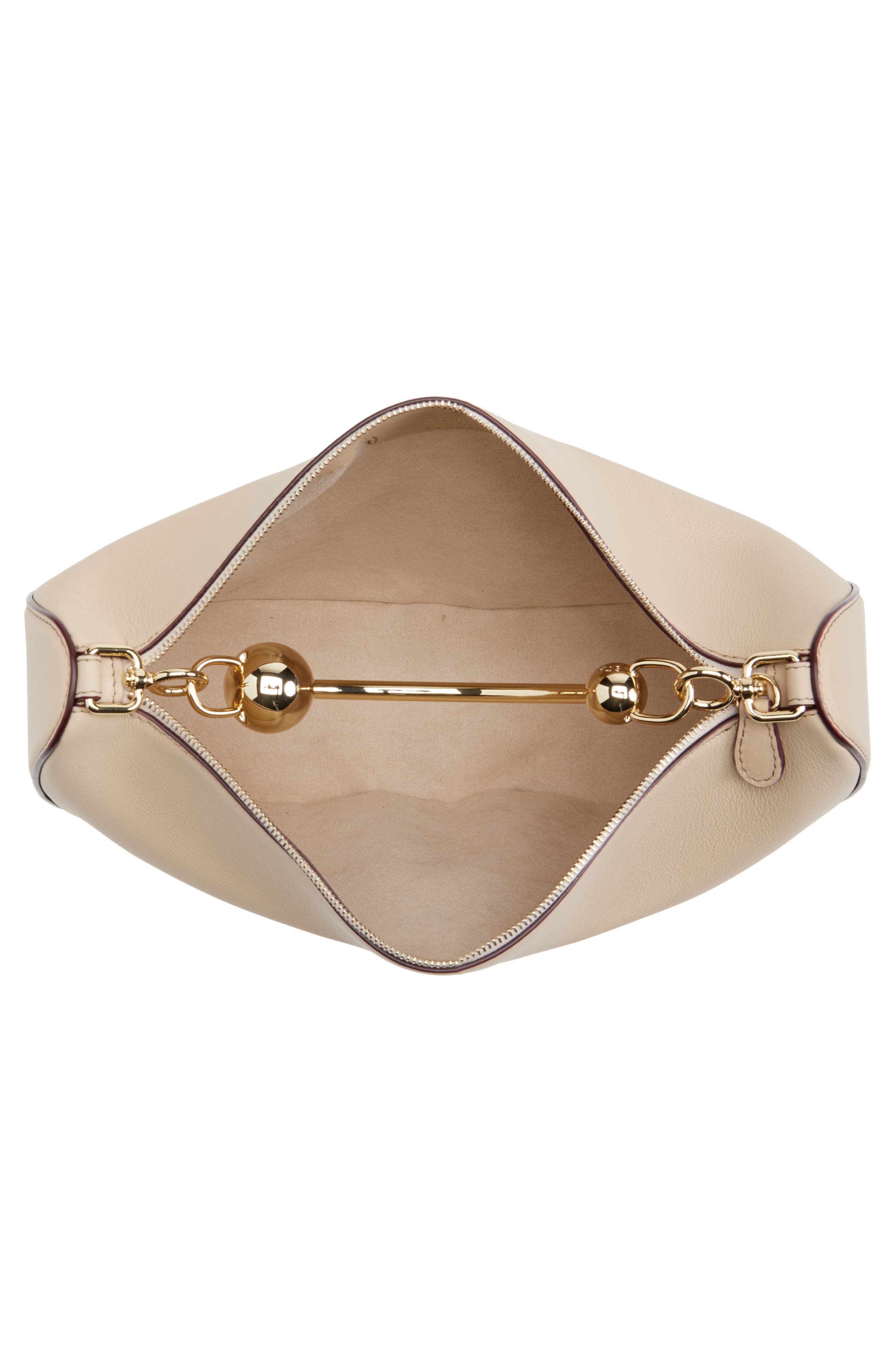 Crescent Moon Leather Shoulder Bag, Alternate, color, OAT