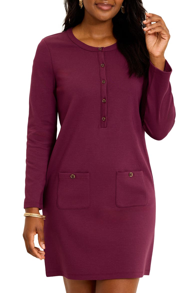 Long Sleeve Double Knit Minidress, Main, color, GRAPE WINE