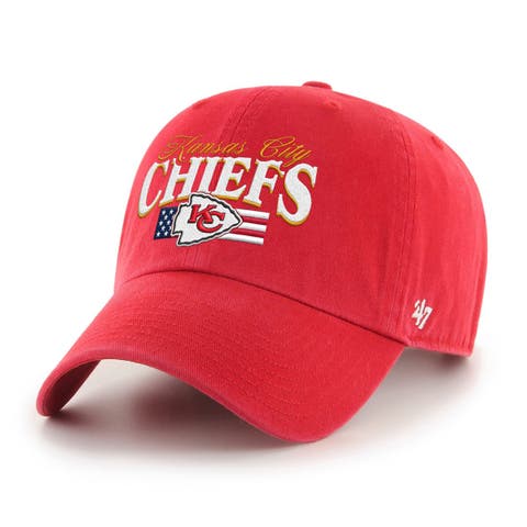Men's '47 Red Kansas City Chiefs American Flag Clean Up Adjustable Hat