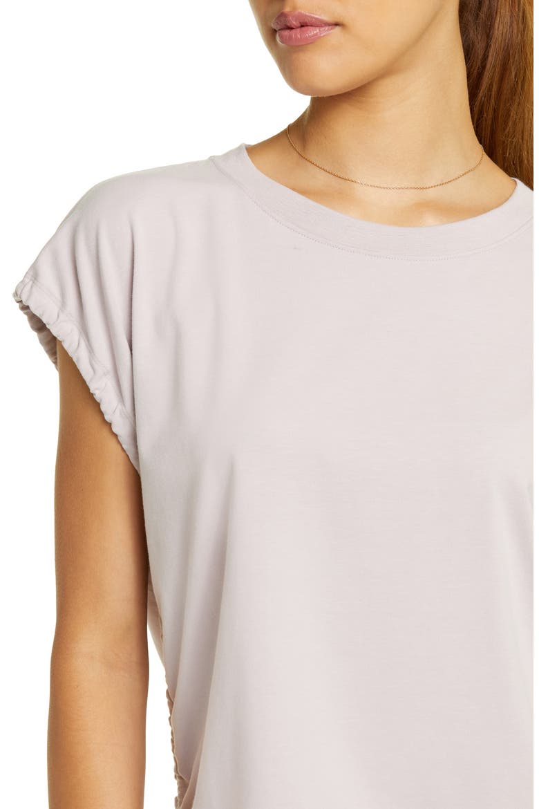 Ruched Side Tie Pima Cotton Blend T-Shirt, Alternate, color, PURPLE HEAVEN