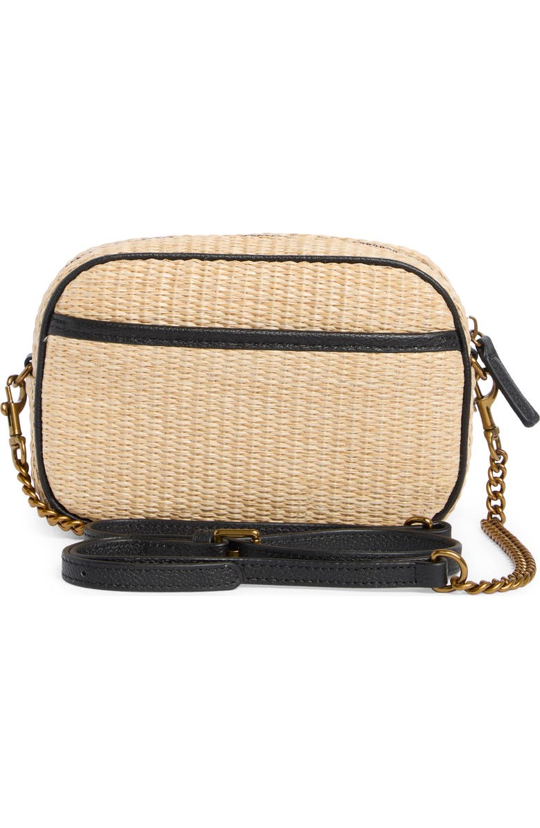 Kurt Geiger London Chiswick Raffia Camera Bag, Alternate, color, Tan/ Black Combo