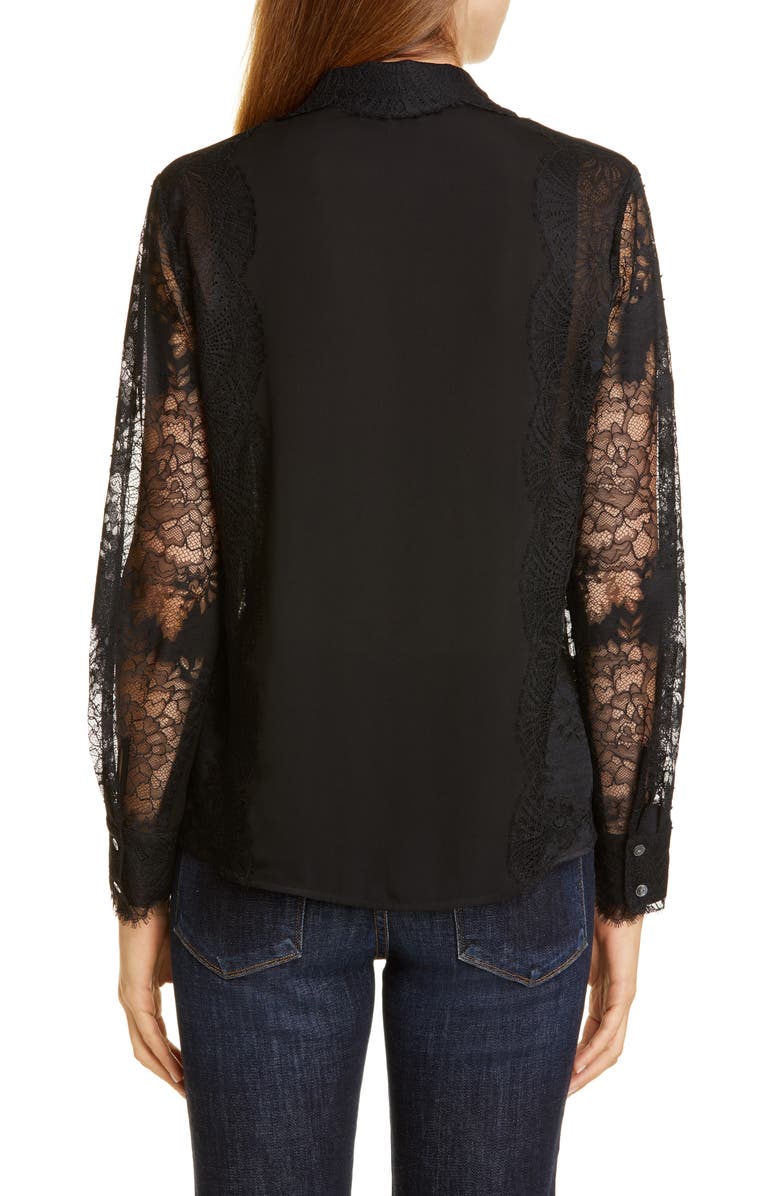 Tailored by Rebecca Taylor Lace Detail Silk Blouse, Alternate, color, 