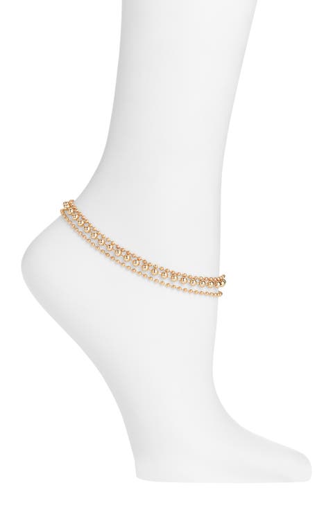 Triple Layer Bead Chain Anklet