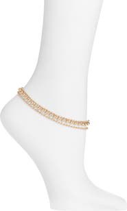 Open Edit Triple Layer Bead Chain Anklet