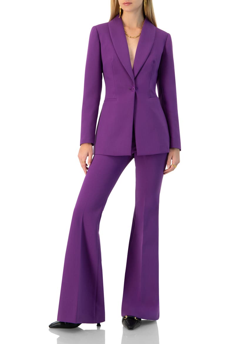 Flared Pants with Back Pleats, Alternate, color, Purple