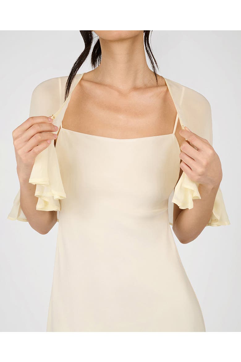 Ruffle Shawl Collar Maxi Dress, Alternate, color, Ivory