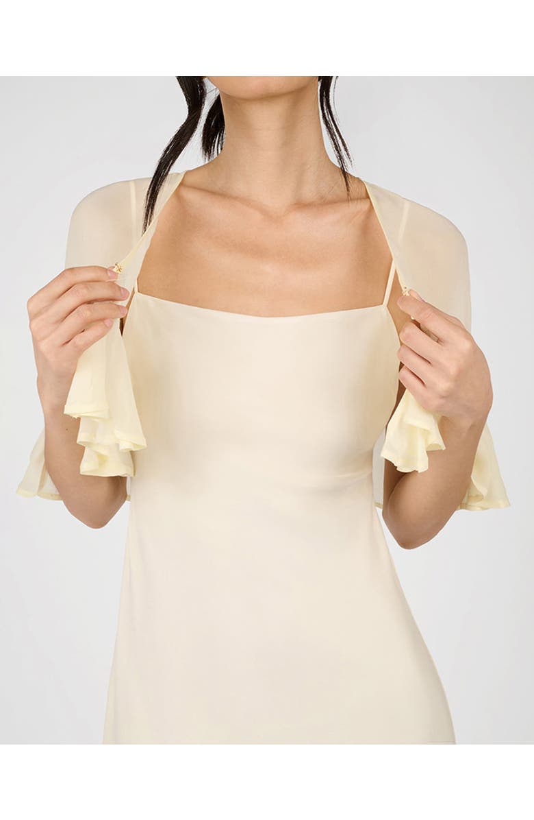 WeWoreWhat Ruffle Shawl Collar Maxi Dress, Alternate, color, Ivory