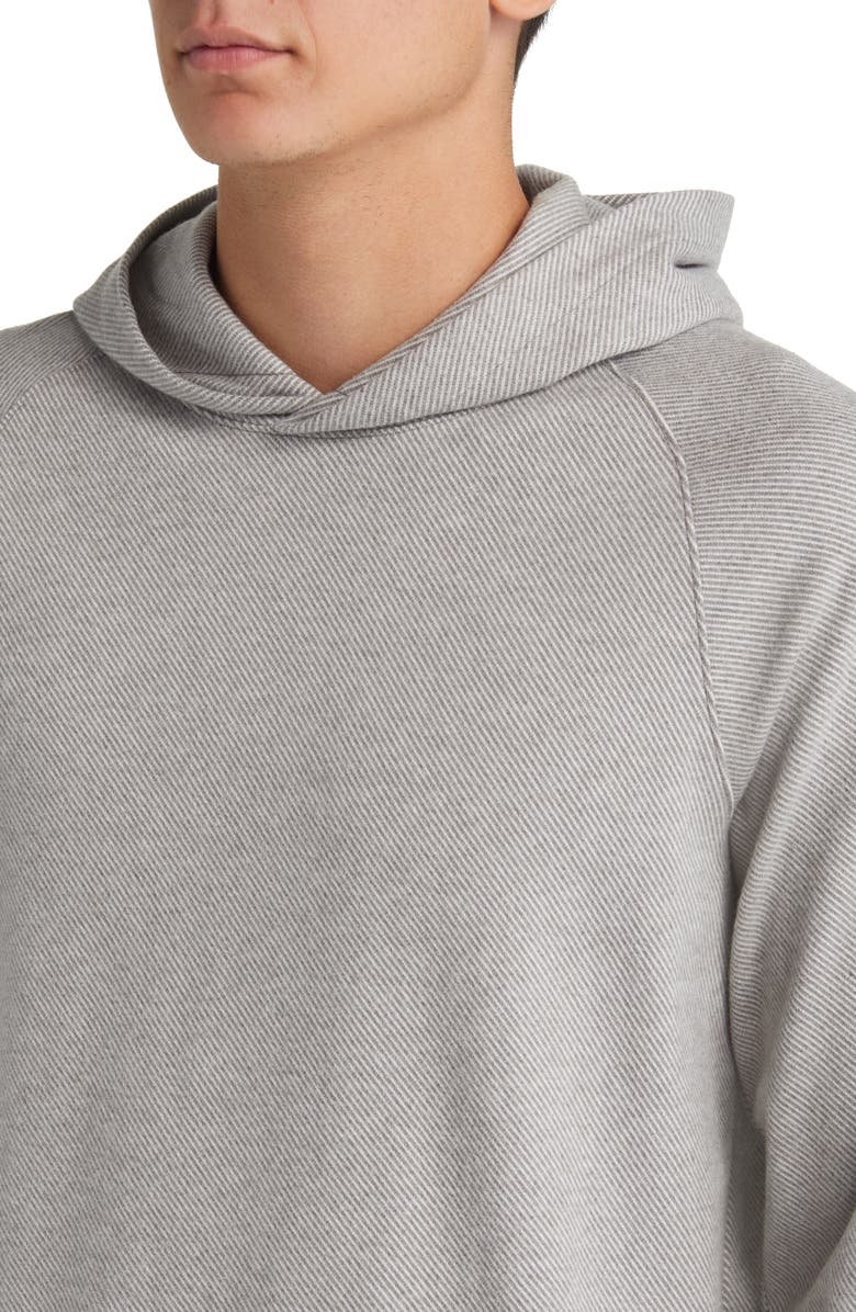 Vince Broken Twill Hoodie, Alternate, color, Heather Grey/ Off White