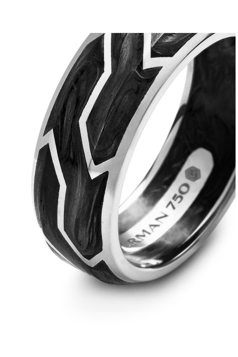 Forged Carbon Band Ring in 18K White Gold, Alternate, color, WHITE GOLD/ FORGED CARBON