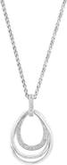 EFFY Sterling Silver Diamond Open Teardrop Pendant Necklace