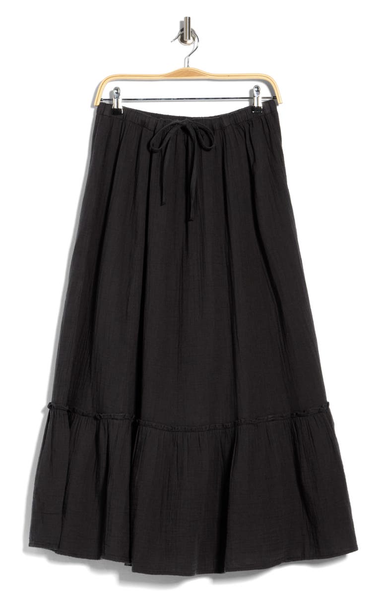 Abound Tiered Cotton Gauze Maxi Skirt, Main, color, Black