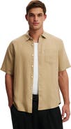 Cotton On Men's Relaxed Linen Short Sleeve Shirt