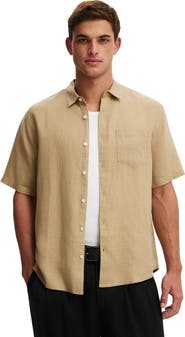 Cotton On Men's Relaxed Linen Short Sleeve Shirt