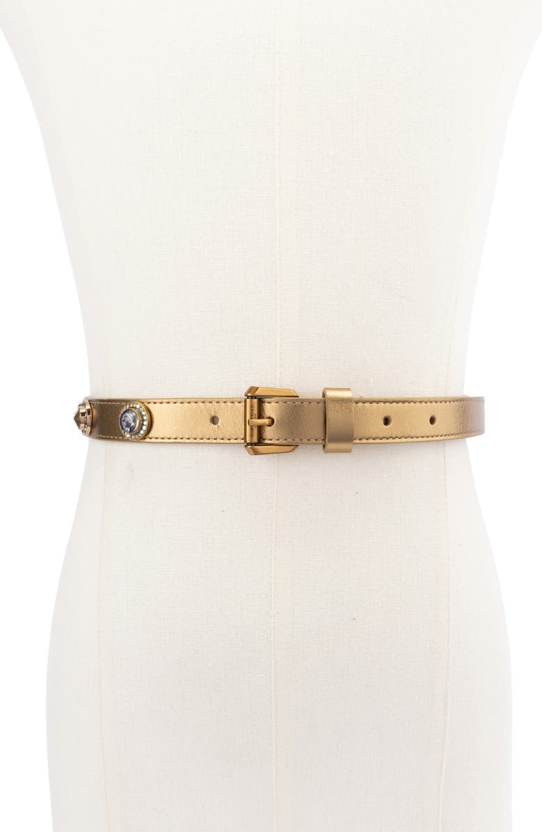 Kurt Geiger London Octavia Studded Leather Belt, Alternate, color, Gold