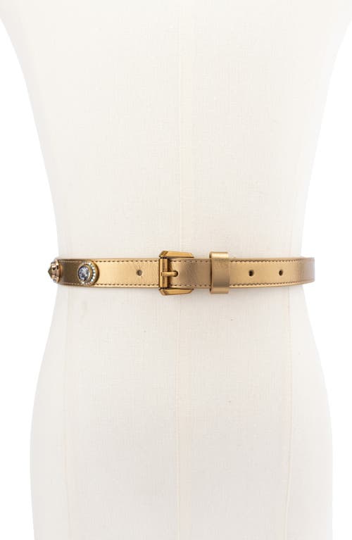 Kurt Geiger London Octavia Studded Leather Belt In Gold