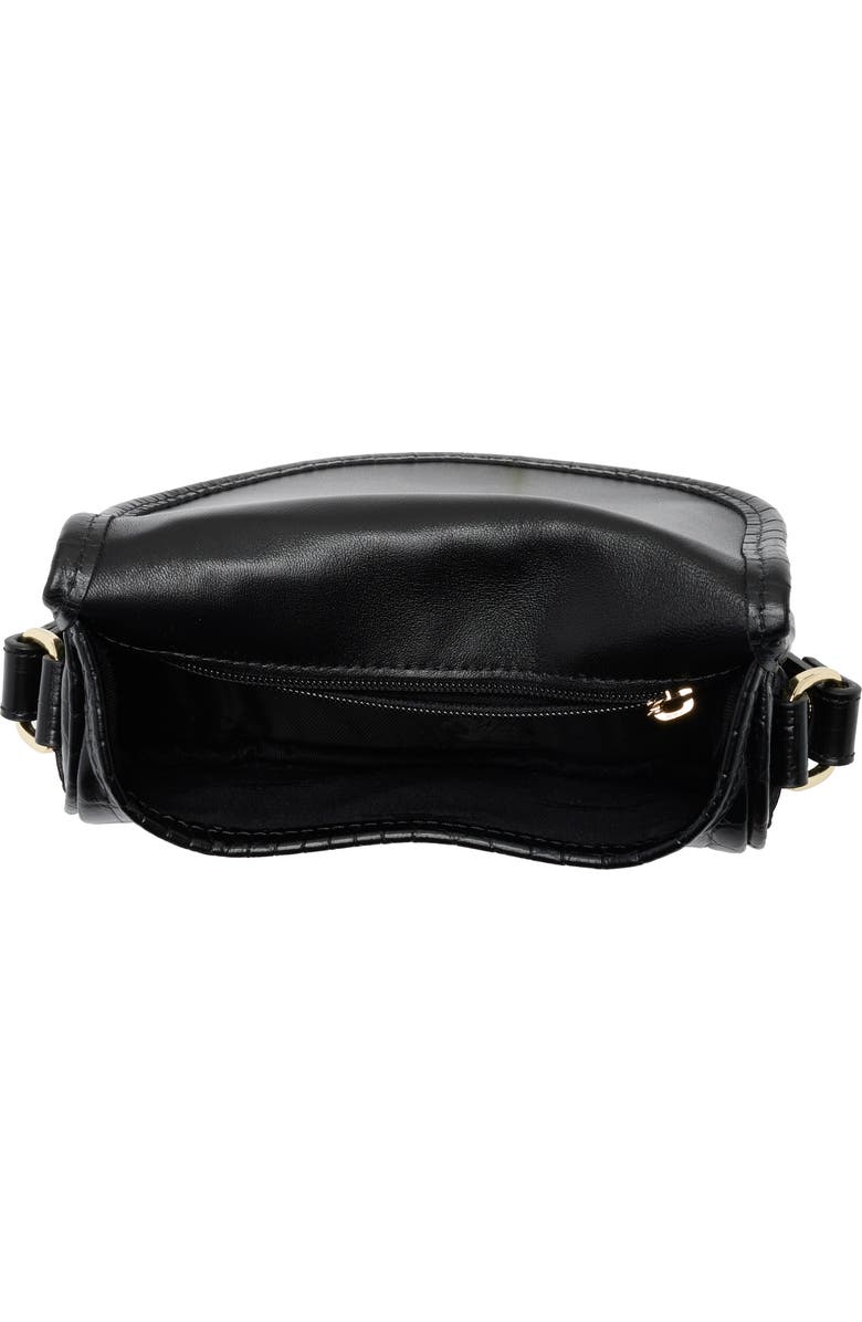 Longchamp 1980 Croc Embossed Small Crossbody Bag, Alternate, color, Black