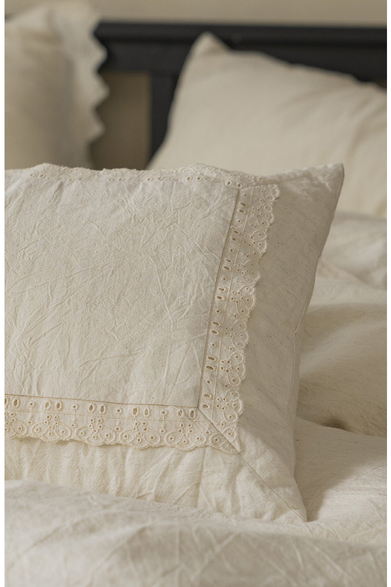 Esme Linen Cotton Embroidered Floral Bedding Set, Alternate, color, Off-White / Cream