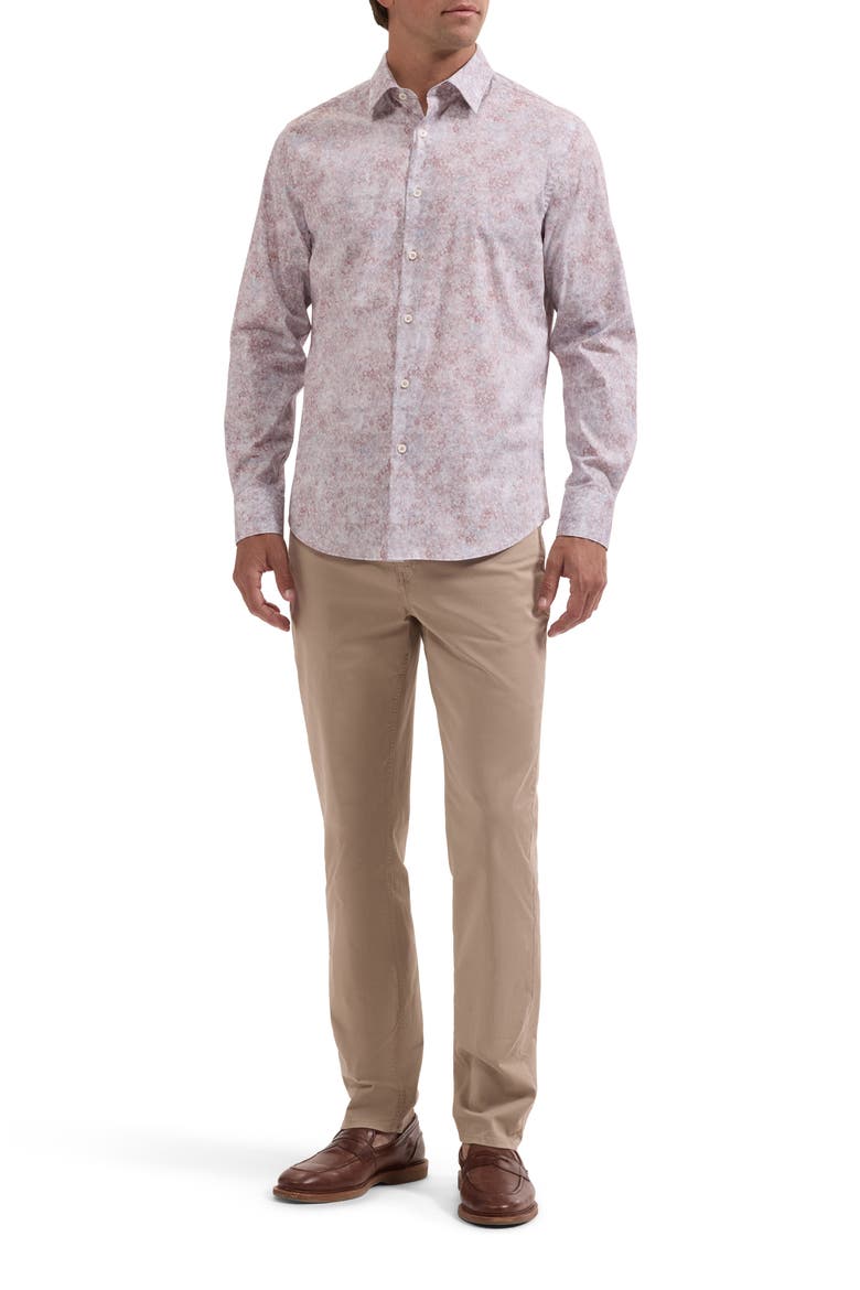 Julian Shaped Fit Floral Stretch Button-Up Shirt, Alternate, color, DUSTY PINK