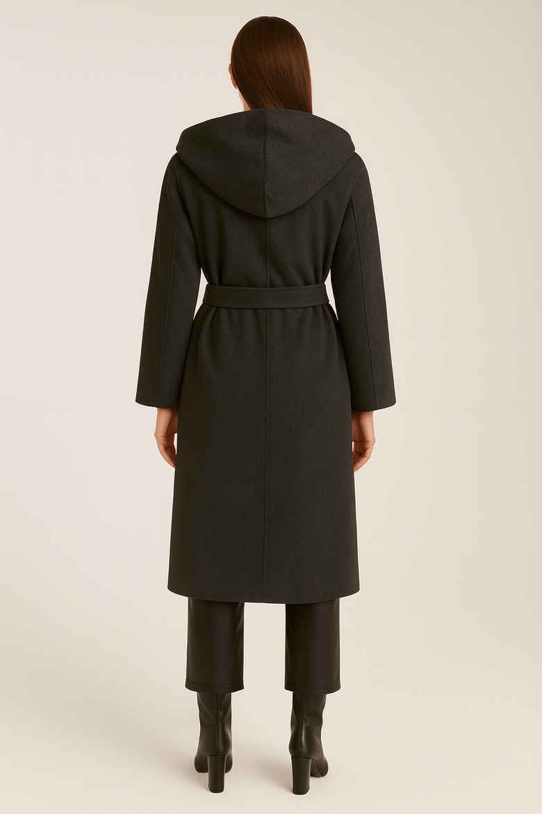Cashmere Hooded Long Coat, Alternate, color, Charcaol