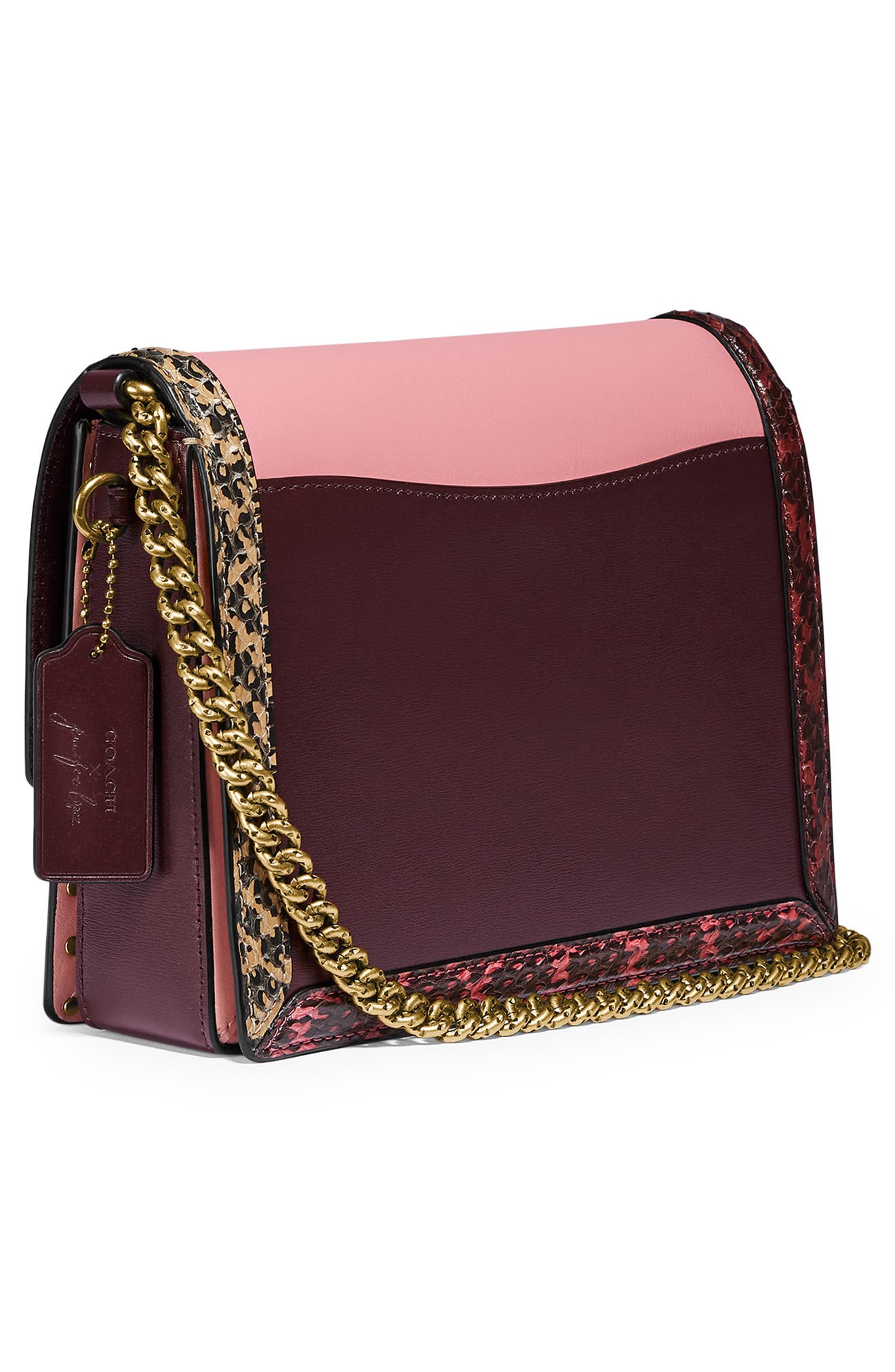 COACH x Jennifer Lopez Hutton Colorblock Leather & Genuine Snakeskin Convertible Shoulder Bag, Alternate, color, 