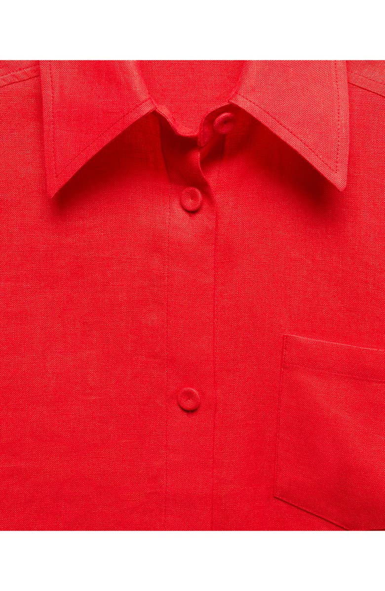 MANGO Linen Button-Up Shirt, Alternate, color, Coral Red