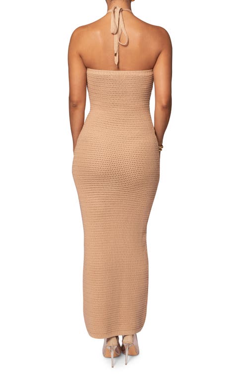 Jluxlabel Overseas Halter Maxi Dress In Beige