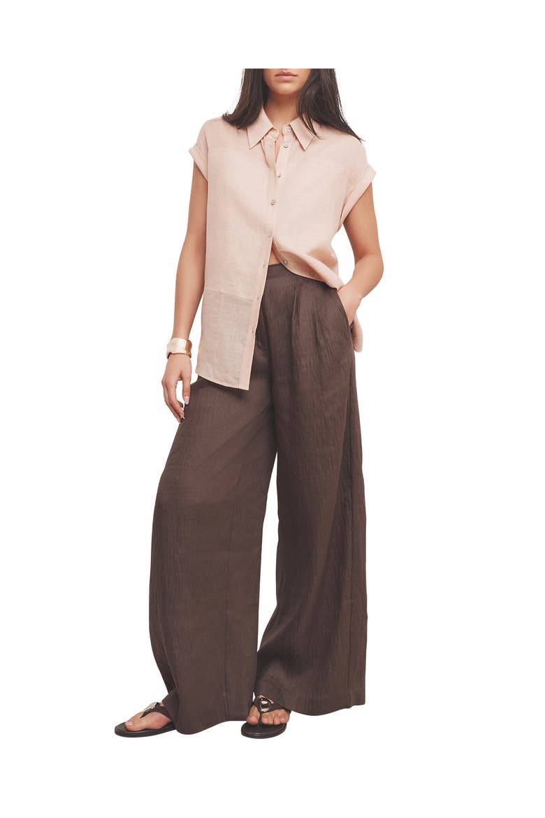 Linen Blend Panel Shirt, Alternate, color, Light Pink