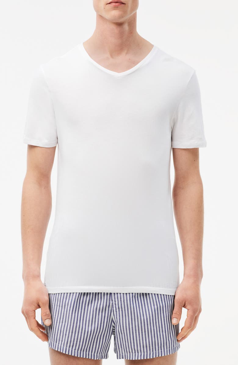 Lacoste 3-Pack Essential V-Neck T-Shirts, Main, color, White