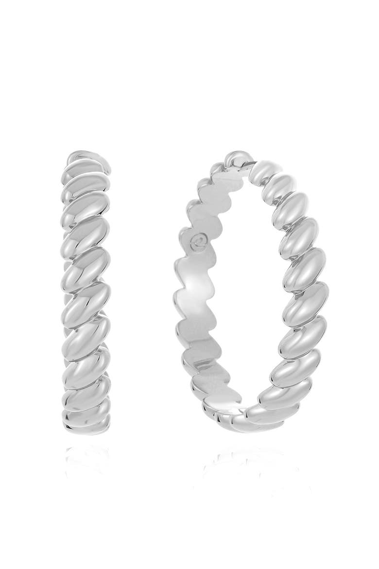 Twisted Hoop Earrings, Main, color, SILVER
