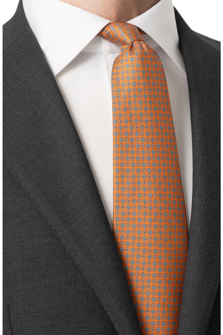 Micro Floral Silk Tie, Alternate, color, MEDIUM ORANGE