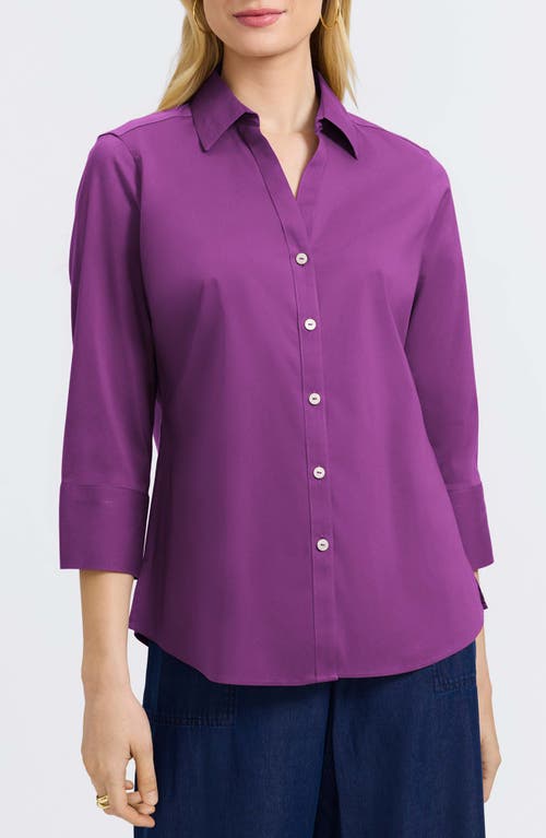 Foxcroft Mary Button-up Blouse In Purple