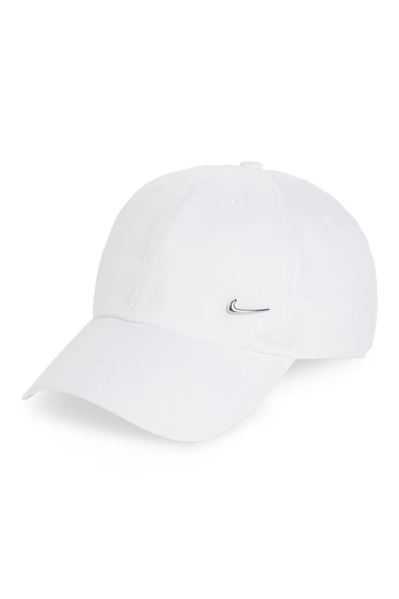 Metal Swoosh Baseball Cap, Main, color, WHITE