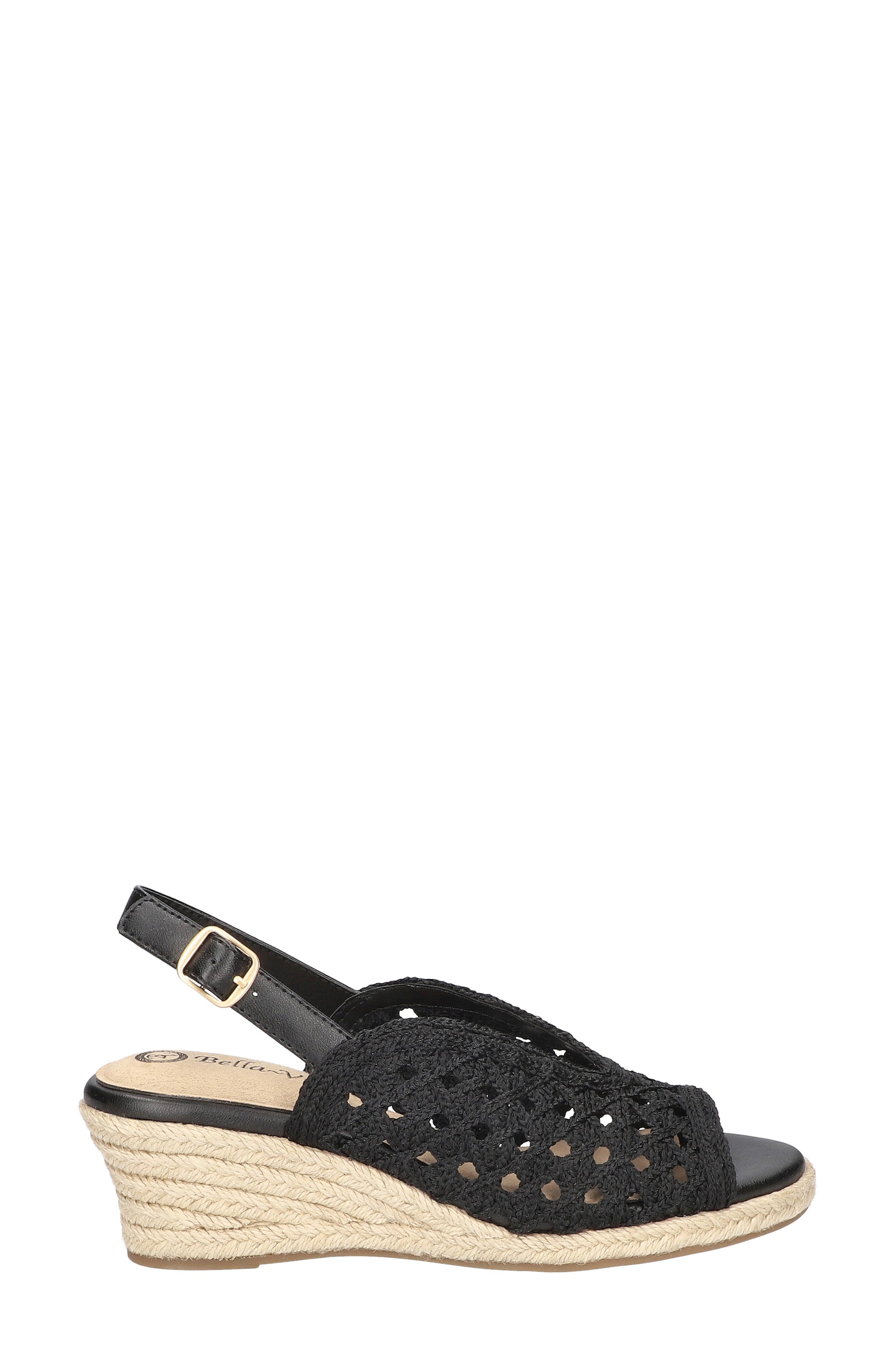 Bella Vita Bethany Slingback Wedge Sandal, Alternate, color, Black Raffia