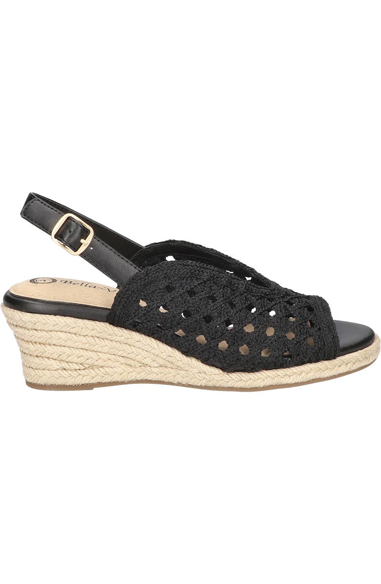 Bella Vita Bethany Slingback Wedge Sandal, Alternate, color, Black Raffia