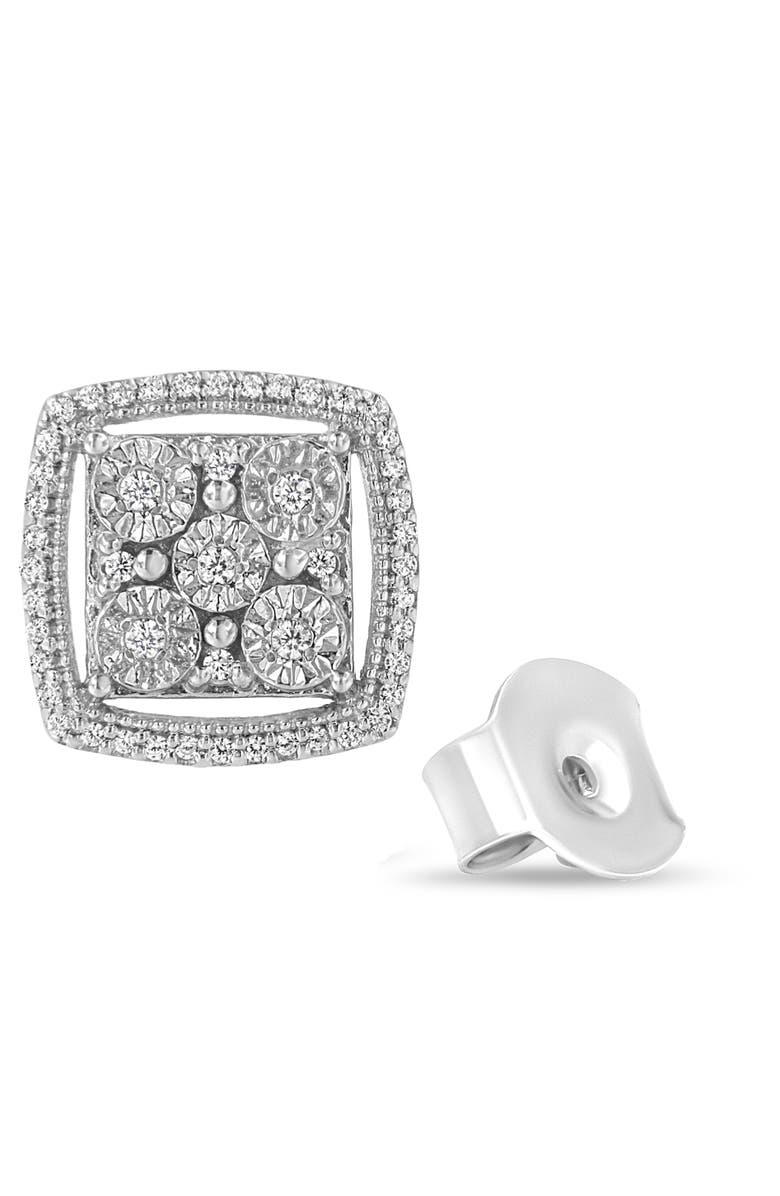 Haus of Brilliance Silver 3/8 Ct Miracle Round Diamond Double Halo Cluster Earrings, Alternate, color, White