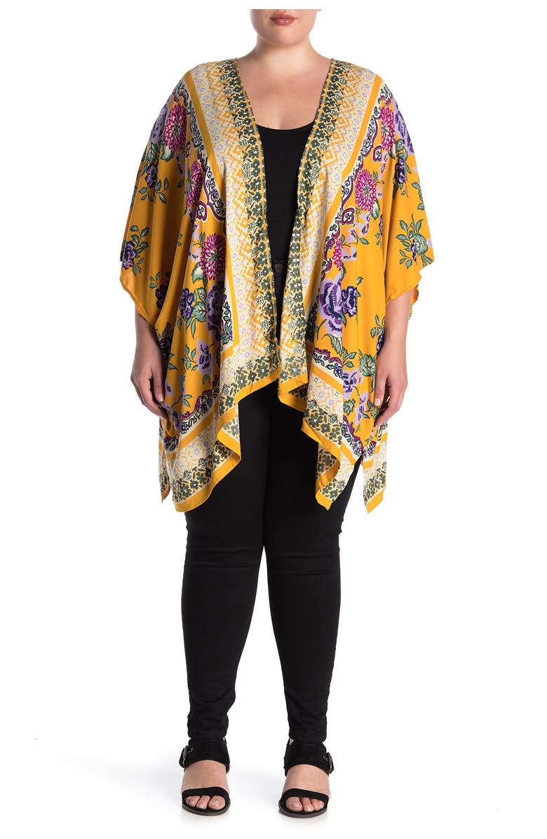 Angie Floral Border Kimono, Alternate, color, 