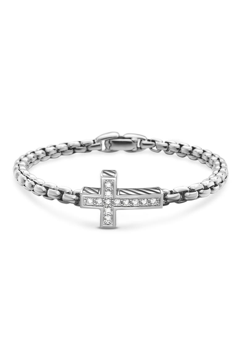 Cross Station Bracelet in Sterling Silver with Diamonds, 5mm, Main, color, SILVER
