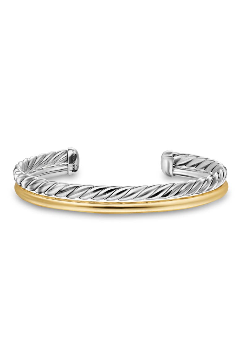 DY Mercer® Two Row Cuff Bracelet in Sterling Silver with 18K Yellow Gold, 8mm, Alternate, color, SILVER/ GOLD