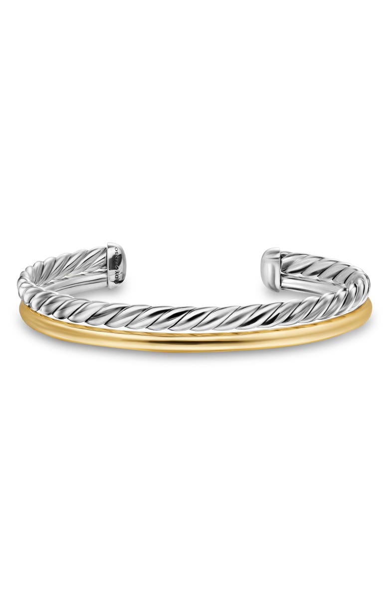 David Yurman DY Mercer<sup>®</sup> Two Row Cuff Bracelet in Sterling Silver with 18K Yellow Gold, 8mm, Alternate, color, Silver/ Gold
