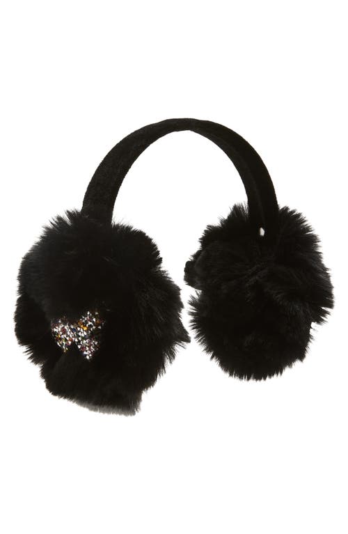Surell Kids' Sparkle Appliqué Faux Fur Earmuffs In Black