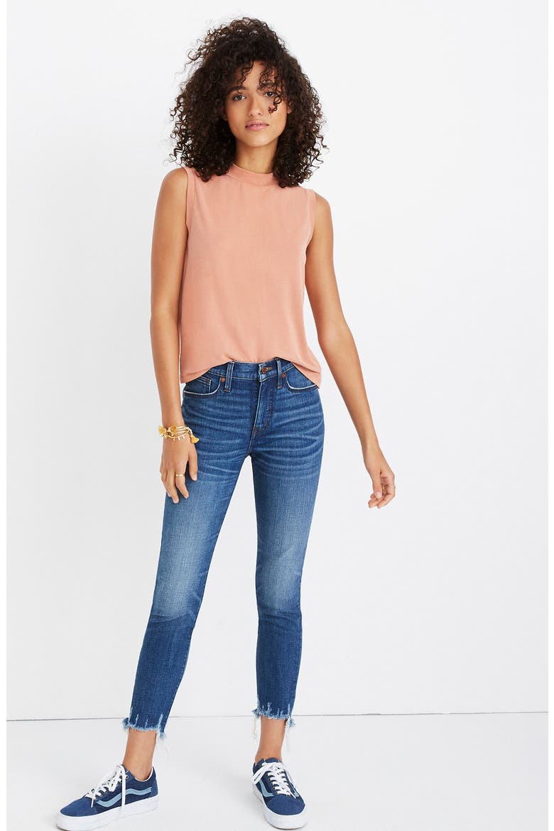 Sandwashed Mock Neck Tank, Alternate, color, CLAY