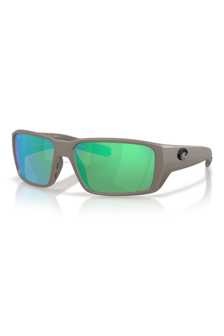 60mm Fantail Pro Polarized Rectangle Sunglasses, Alternate, color, MATTE OLIVE SHALE / GREEN MIRROR 580G