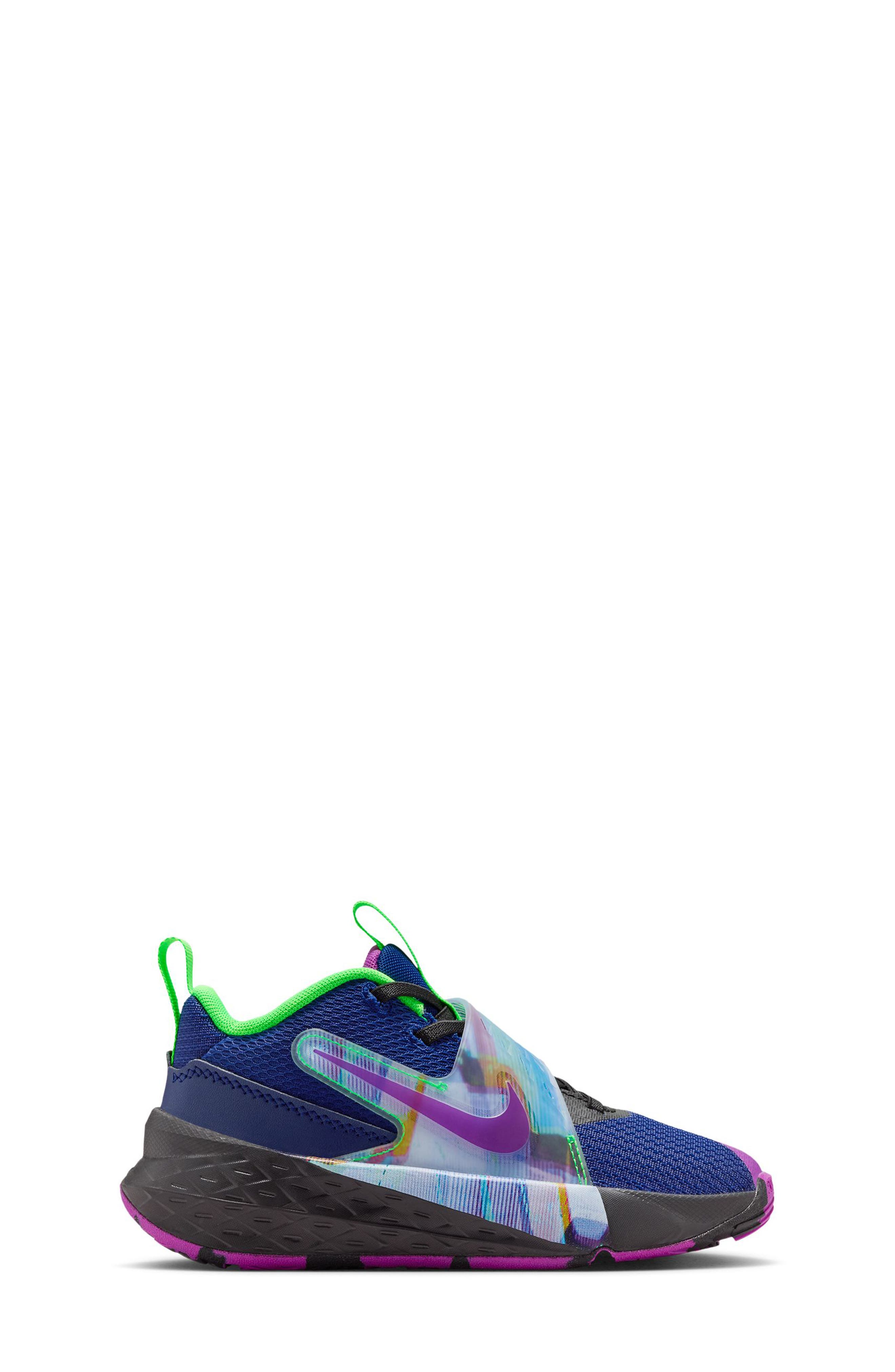 Nike Kids' Team Hustle D 12 Basketball Sneaker, Alternate, color, Blue Void/ Vivid Purple/ Black