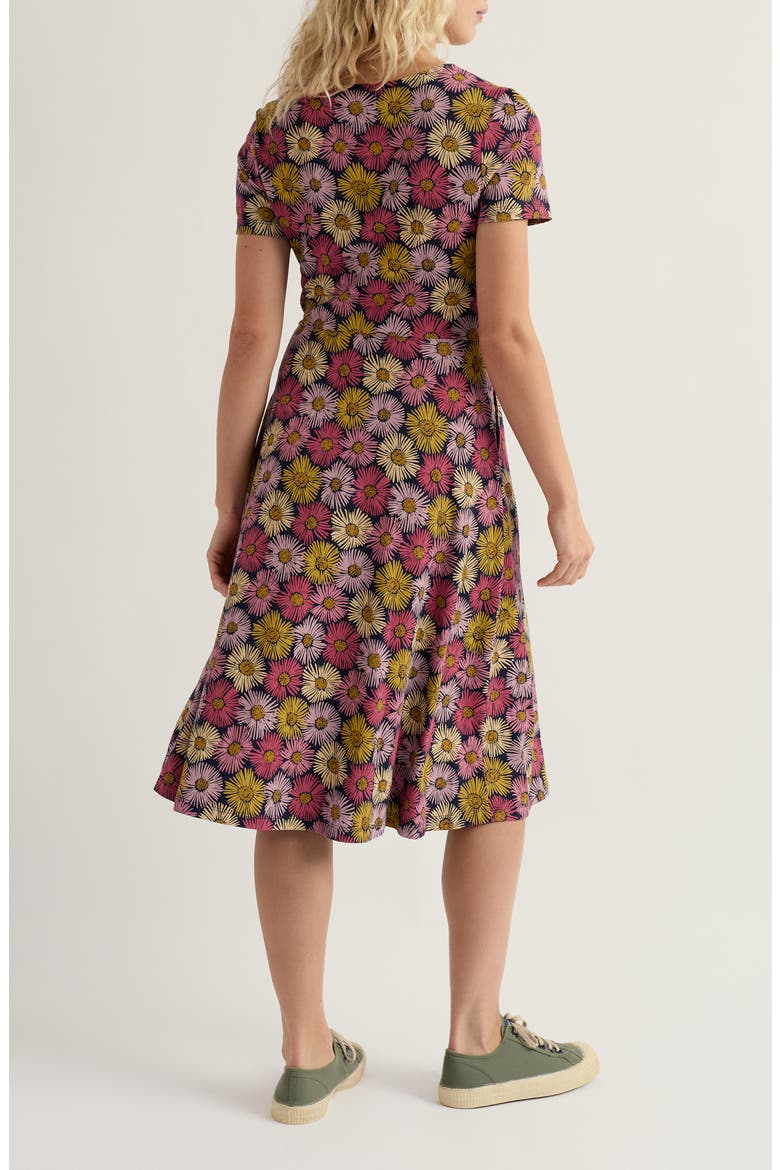 April Stretch Organic Cotton Fit & Flare Dress, Alternate, color, PAINTED ASTERS MARITIME