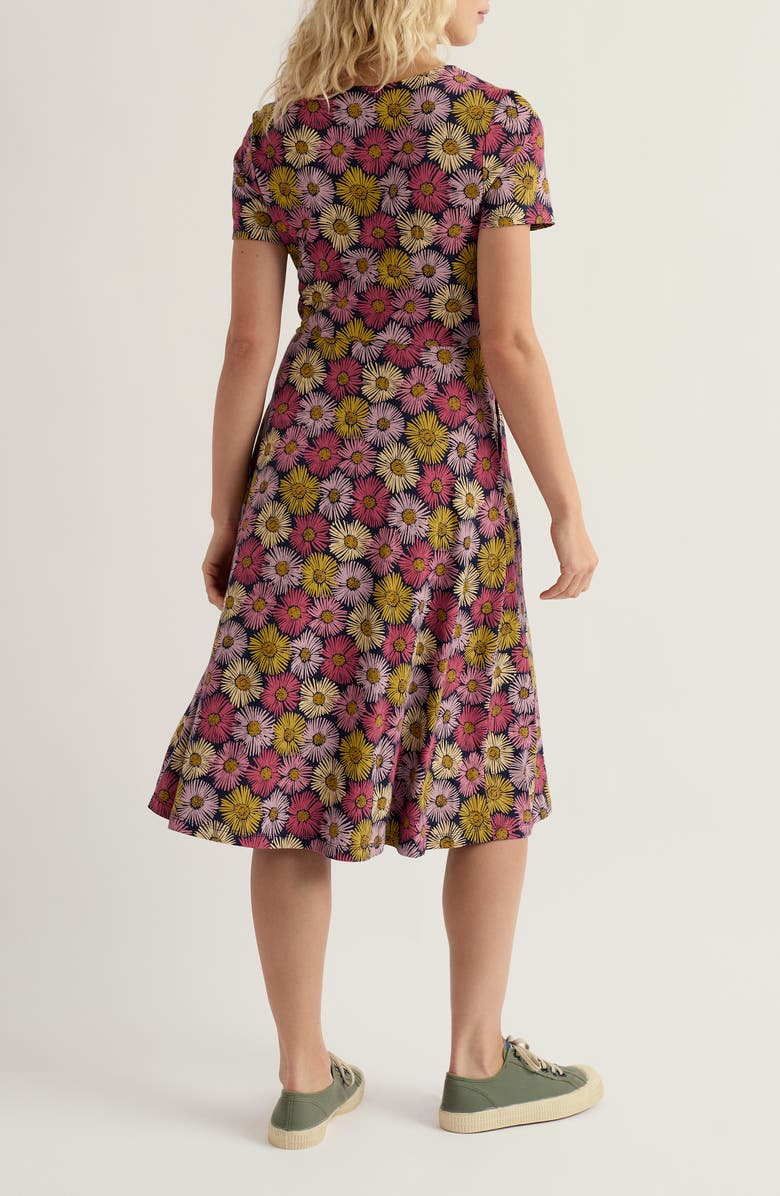 Seasalt Cornwall April Stretch Organic Cotton Fit & Flare Dress, Alternate, color, Painted Asters Maritime