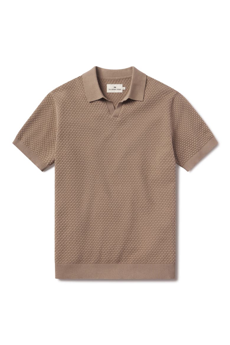 Robles Johnny Collar Textured Cotton Jacquard Polo Sweater, Alternate, color, TAUPE