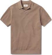 The Normal Brand Robles Johnny Collar Textured Cotton Jacquard Polo Sweater